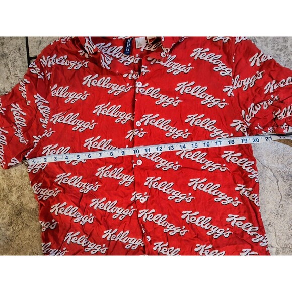 Kellogg's Button Shirt Men Medium Red Breakfast Cereal AOP Graphic Divided H & M - Picture 16 of 16